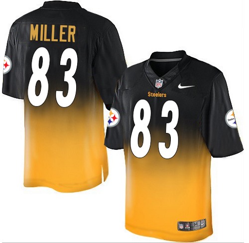 Men's Elite Heath Miller Nike Jersey Black/Gold - #83 Fadeaway NFL Pittsburgh Steelers